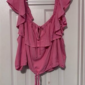 Elegant Pink Ruffled Crop Top